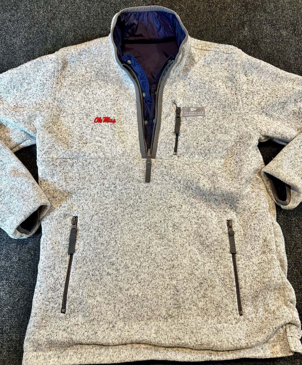 Collegiate Ole Miss Rebels Heathered Gray 1/4 Zip Fleece Pullover Jacket Women's